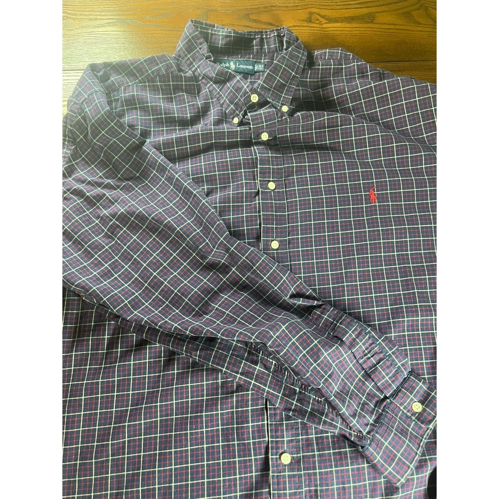 Men's Ralph Lauren Long Sleeve Button Down Dress Shirt 3LT 3XLT Red White Blue